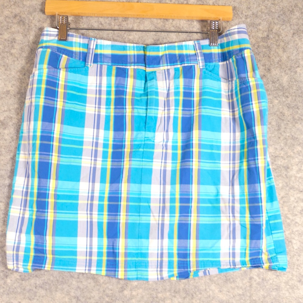 Chaps Womens 12 Skirt Plaid Blue
